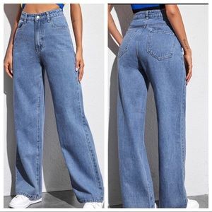 Wide leg denim jeans